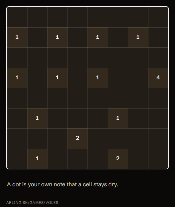 Animation: a dot is placed as a note, then a wrong dot from an earlier guess stays unmarked until Check is pressed twice, then it is shown and fixed.