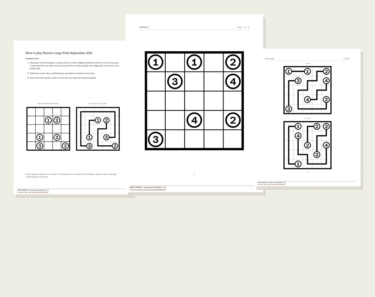 Actual large print numberlink sample pages