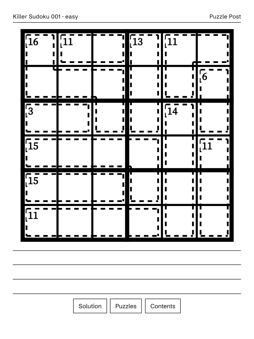 A puzzle page from Issue 1 of Puzzle Post, printed in black and white